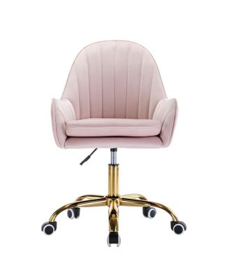 Velvet Home Office Chair with Wheels and Side Arms