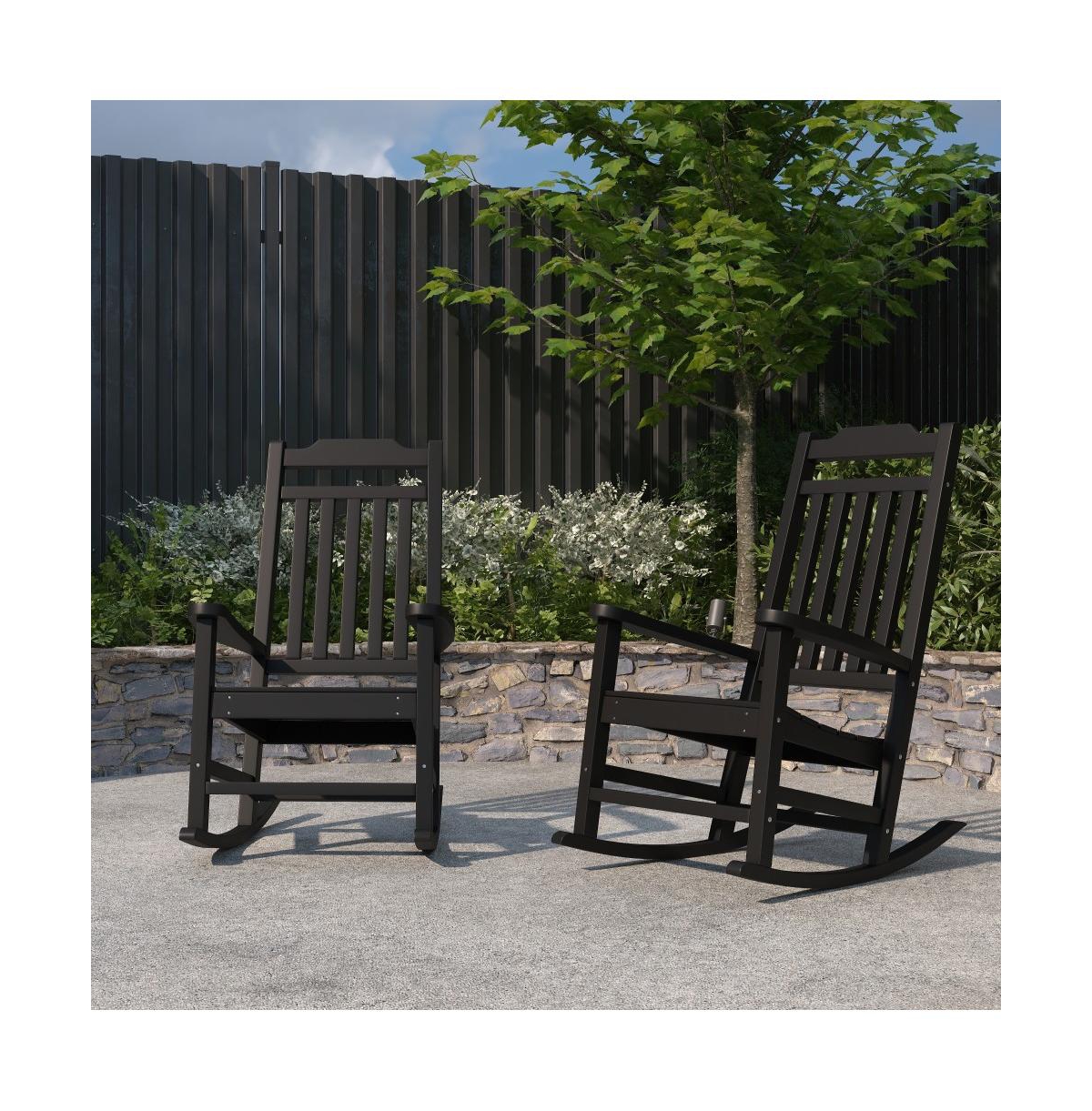 Merrick Lane Set Of 2 Hillford Poly Resin Indoor/Outdoor Rocking Chairs
