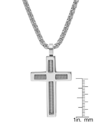 Men's 18k Gold-Plated Stainless Steel Spring Inlay Cross 24" Pendant Necklace