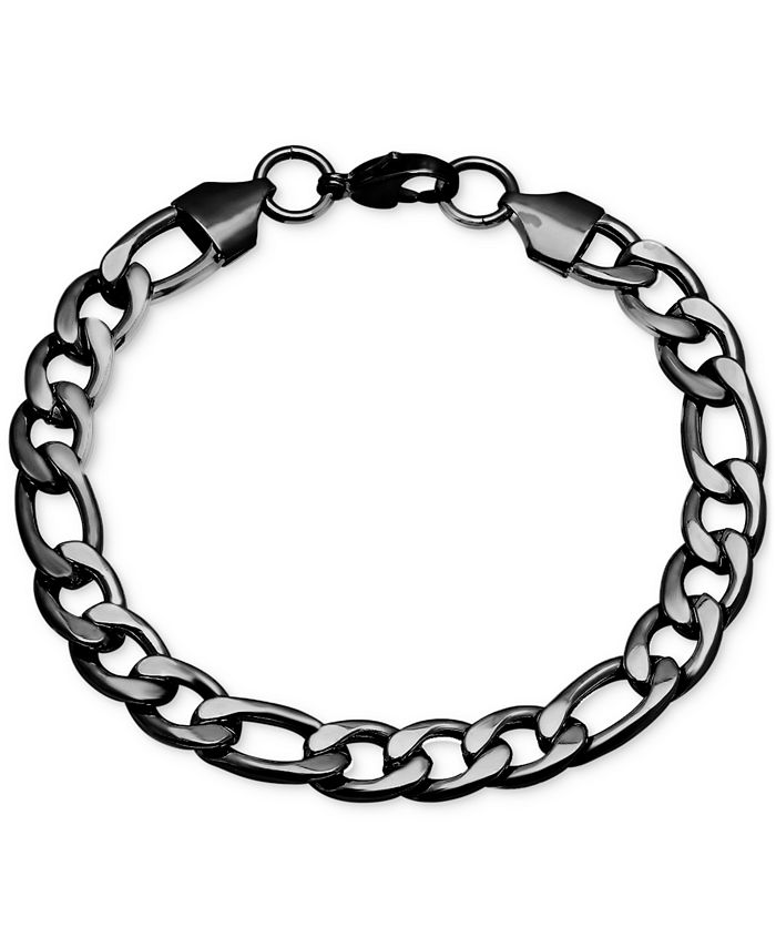 STEELTIME Men's Black IP Stainless Steel Franco Link Chain Bracelet