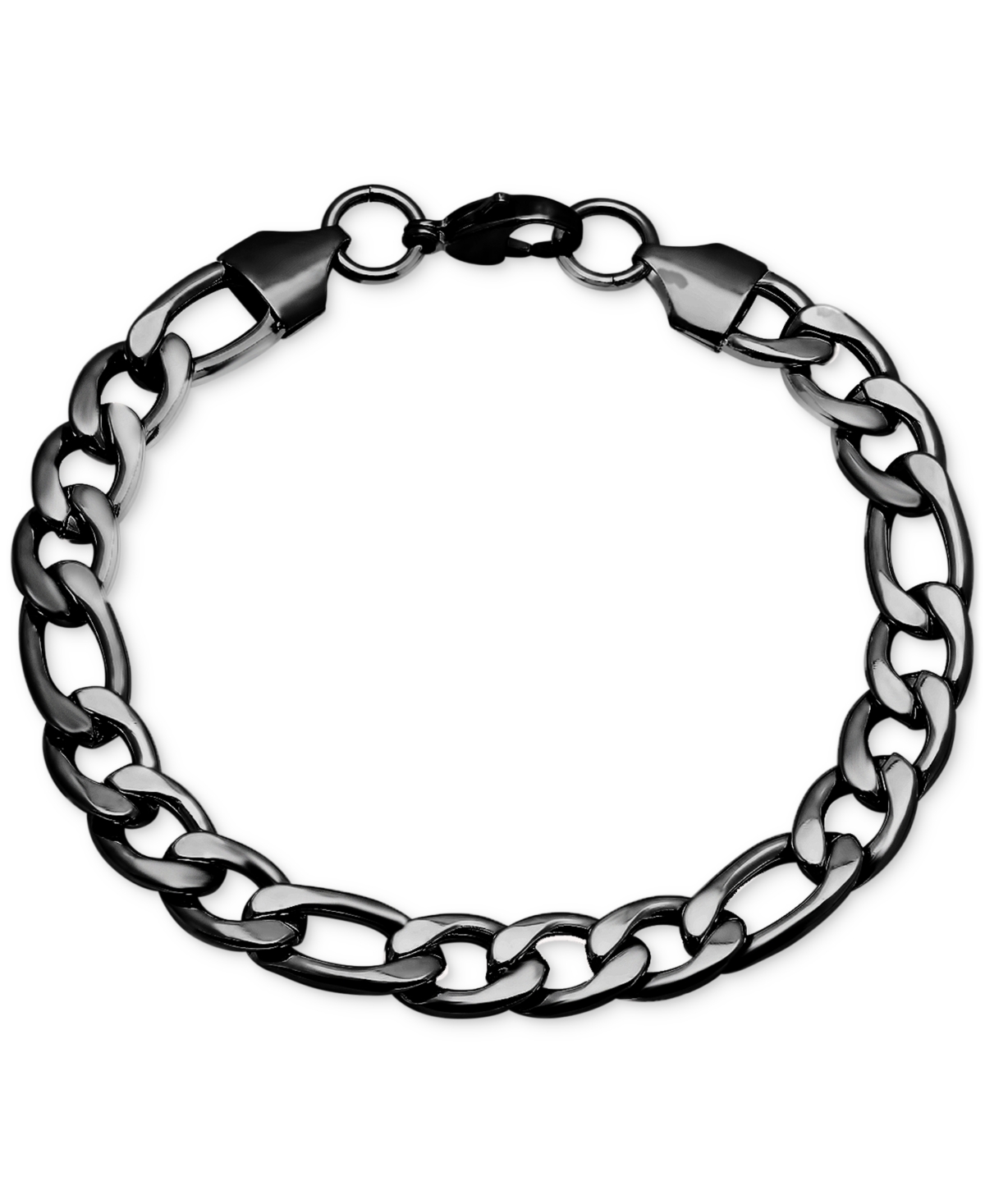 Men's Black Ip Stainless Steel Franco Link Chain Bracelet - Black