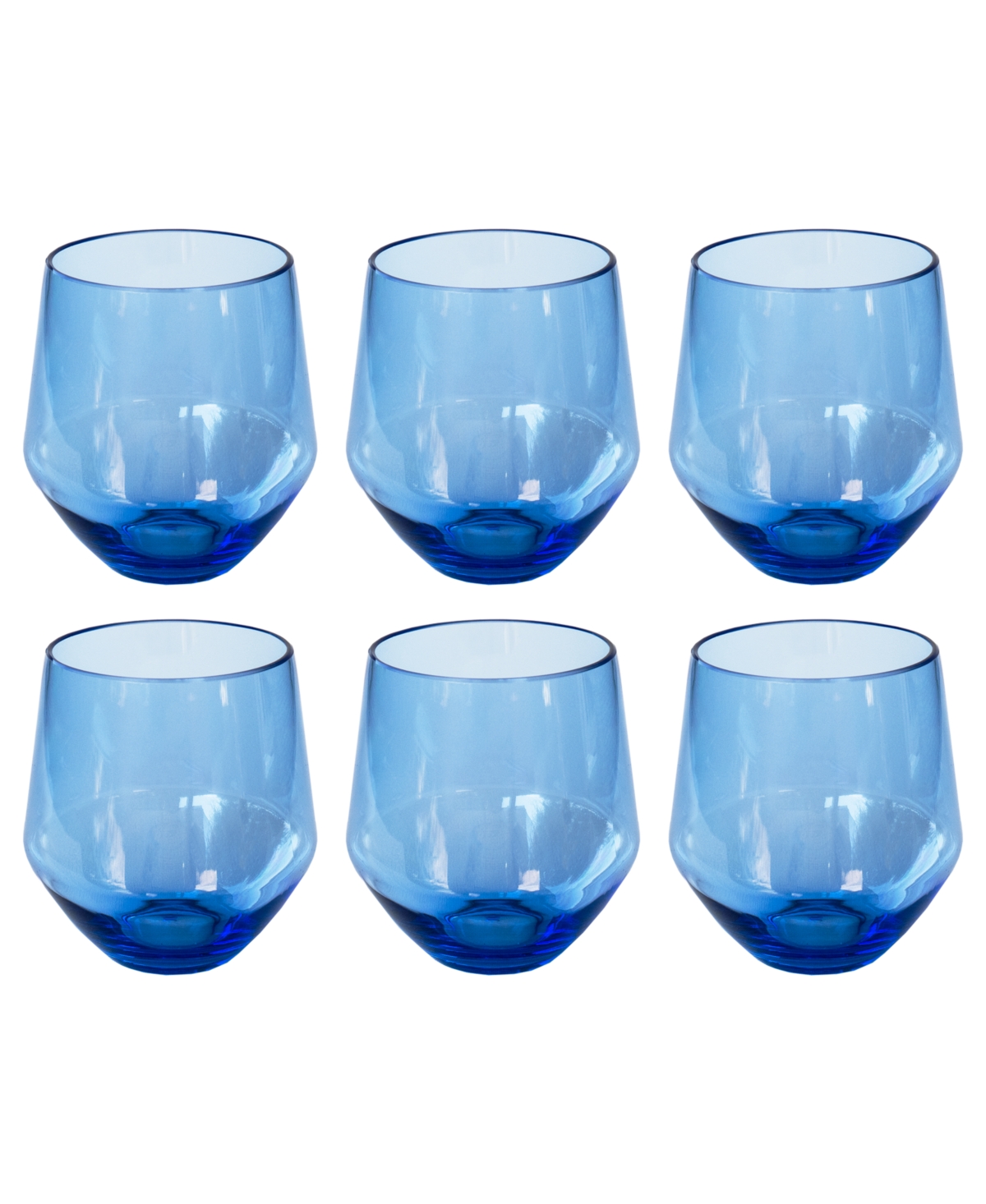 Tarhong Angle Stemless Glasses, Set Of 6 In Blue