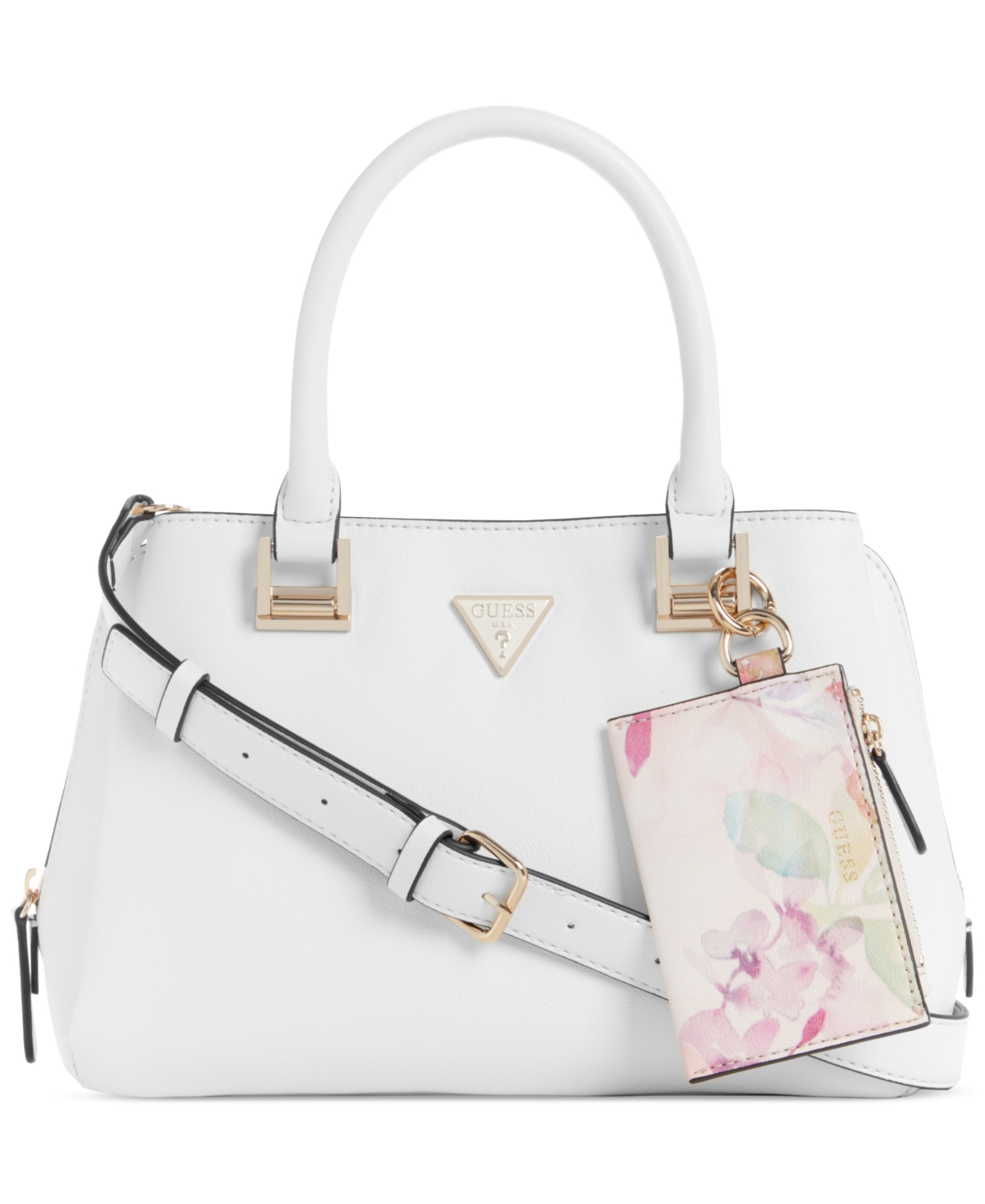 Guess Clai Small Girlfriend Satchel, Created For Macy's In White