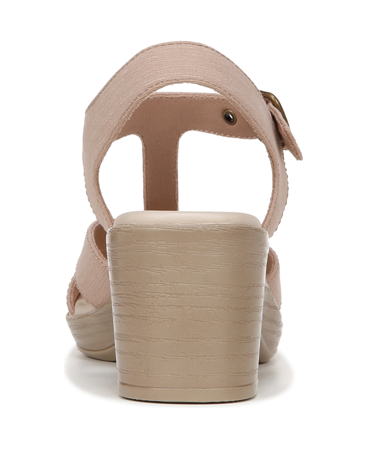 Bzees Premium Bzees Everly Washable Strappy Sandals In Biscotti Beige Stretch Denim Fabric