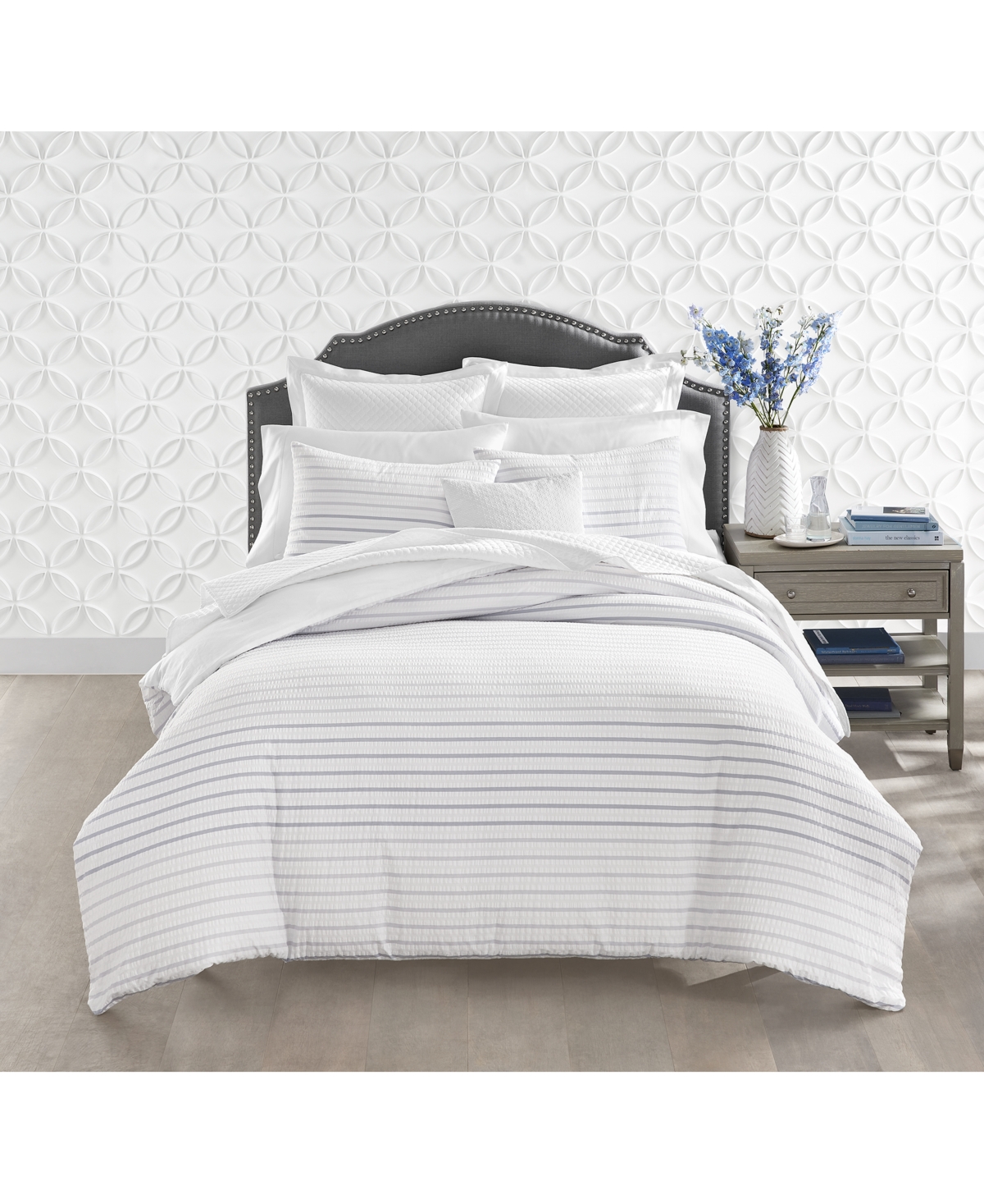 Shop Charter Club Damask Designs Seersucker Ombre Stripe, Twin Comforter Set, Created For Macy's In Grey