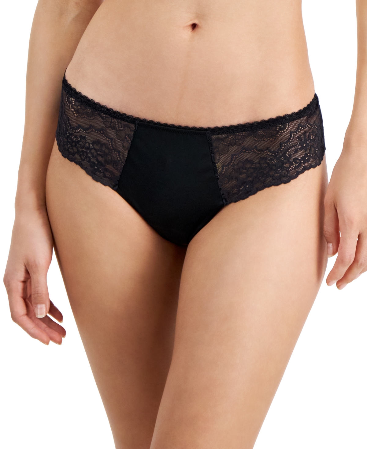 Shop Inc International Concepts Women's Satin Micro Thong Underwear, Created For Macy's In Deep Black