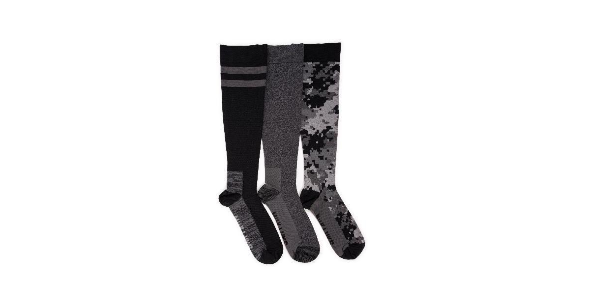 Men's 3 Pack Nylon Compression Knee-High Socks - Navy