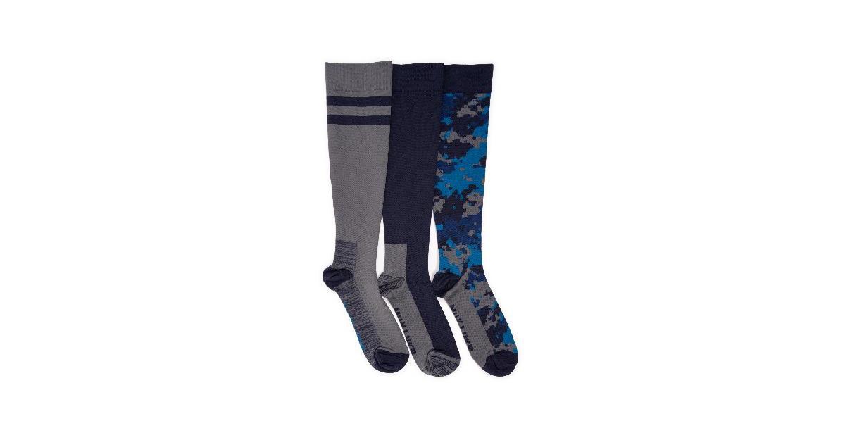 Men's 3 Pack Nylon Compression Knee-High Socks - Navy