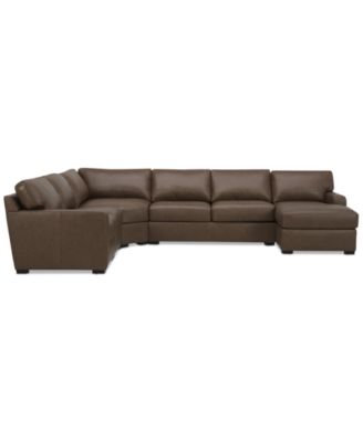 Radley 148" 5-Pc. Leather Wedge Modular Chase Sectional, Created for Macy's