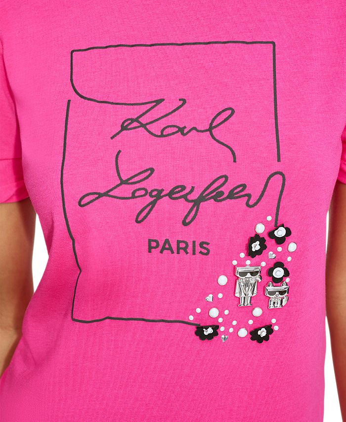 Karl Lagerfeld Outline Logo Womens T Shirt Corydalis Blue