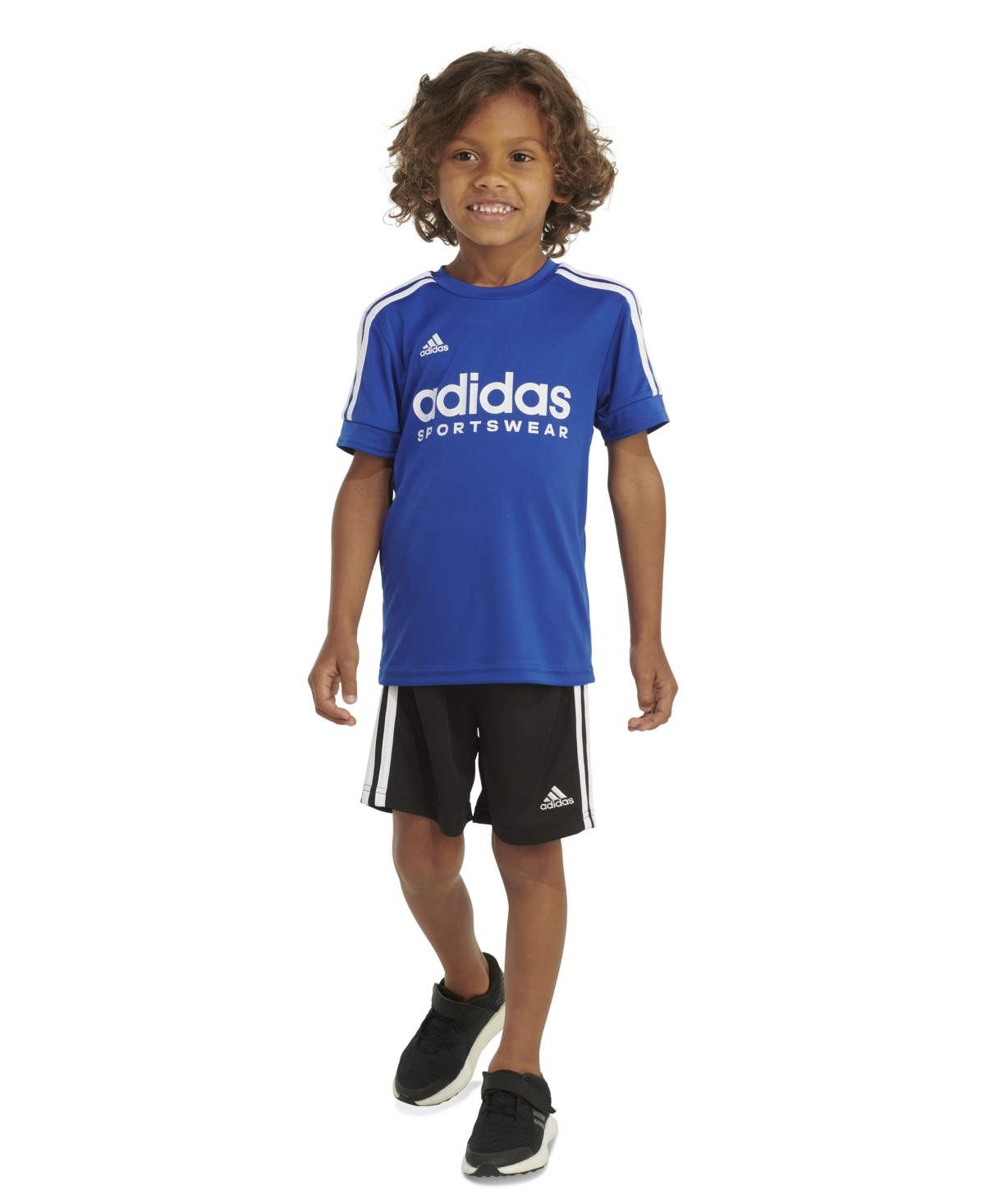 adidas Toddler & Little Boys 2-Pc. 3-Stripe Logo Graphic T-Shirt & Mesh Shorts Set