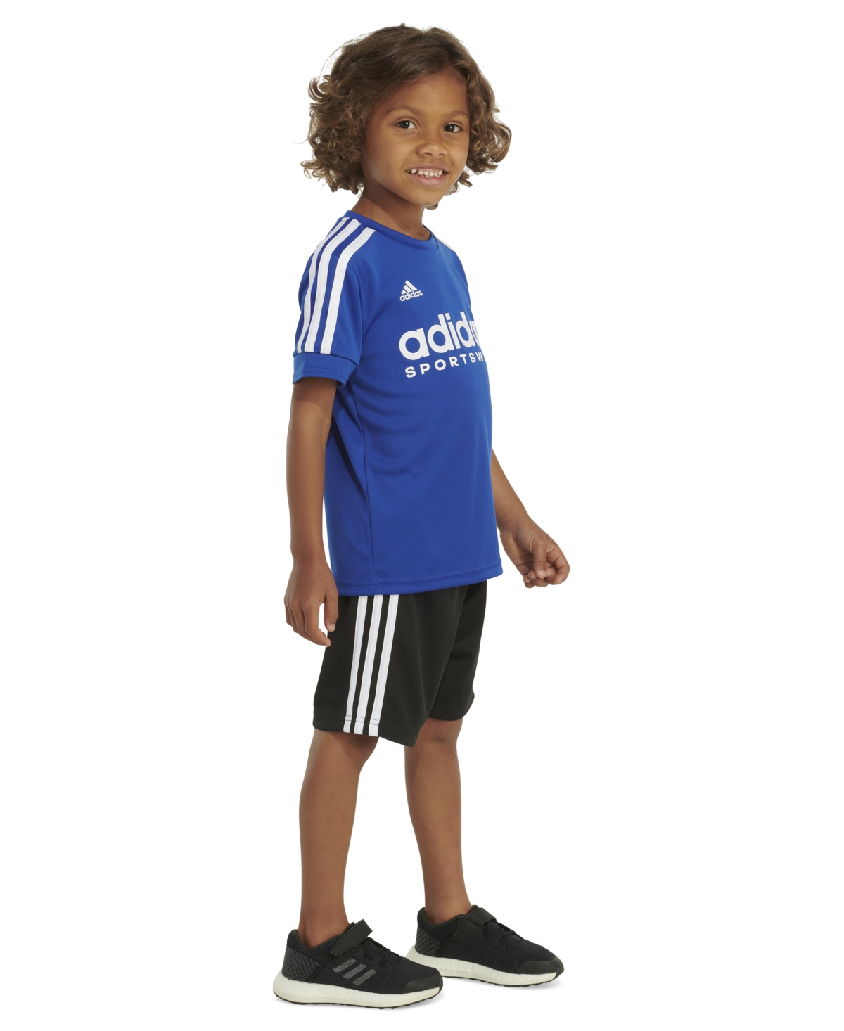 adidas Toddler & Little Boys 2-Pc. 3-Stripe Logo Graphic T-Shirt & Mesh Shorts Set