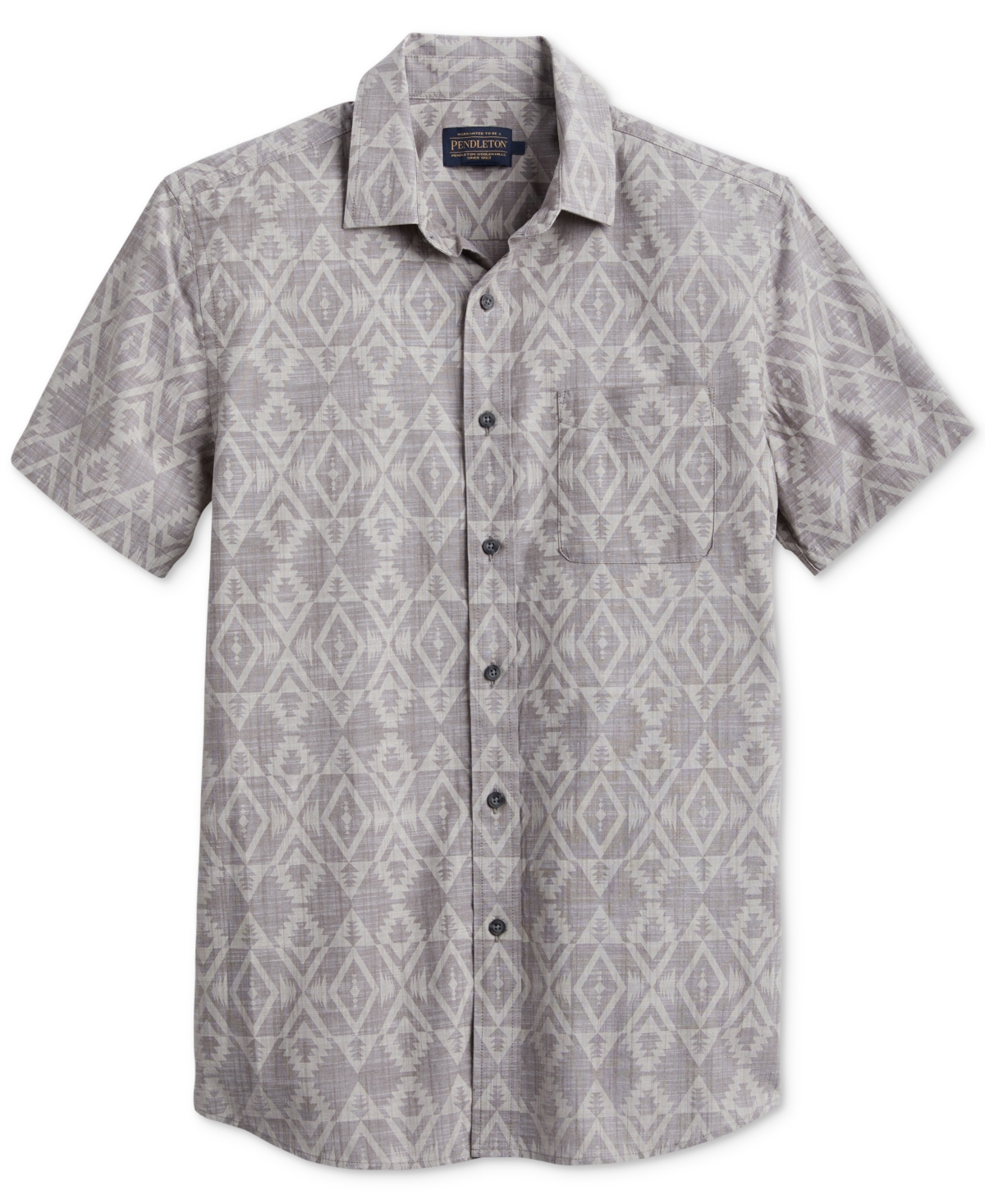 Men's Deacon Chambray Tile Print Short Sleeve Button-Front Shirt - Raptor Peak Brown