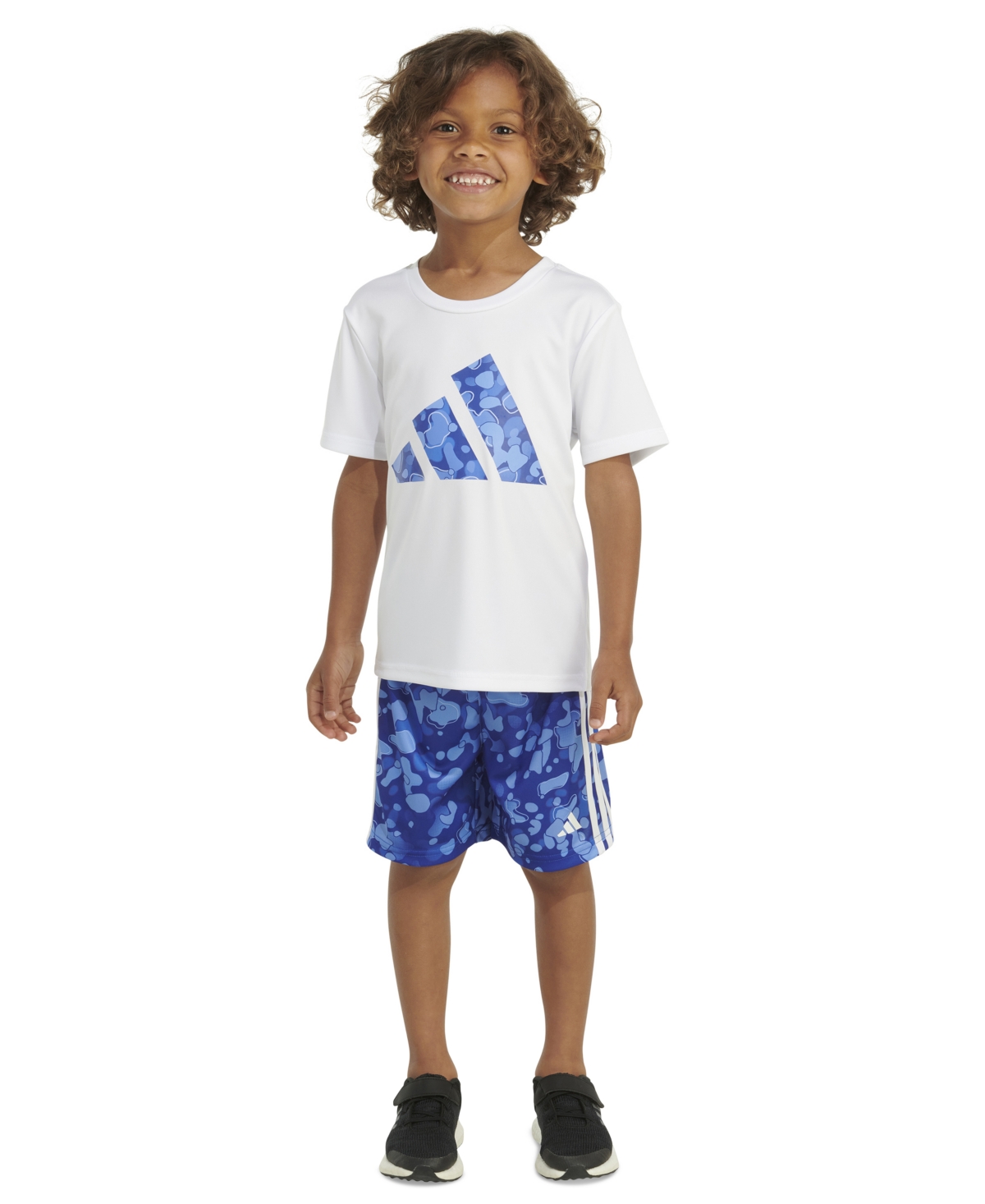 Adidas Originals Kids' Little & Toddler Boys Short-sleeve Logo T-shirt & 3-stripes Shorts, 2 Piece Set In White