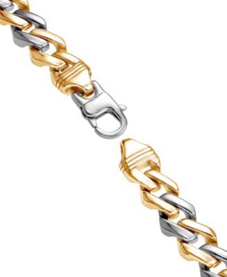 Men's Cubic Zirconia Two-Tone Monaco Link Bracelet in Stainless Steel & Gold-Tone Ion-Plate
