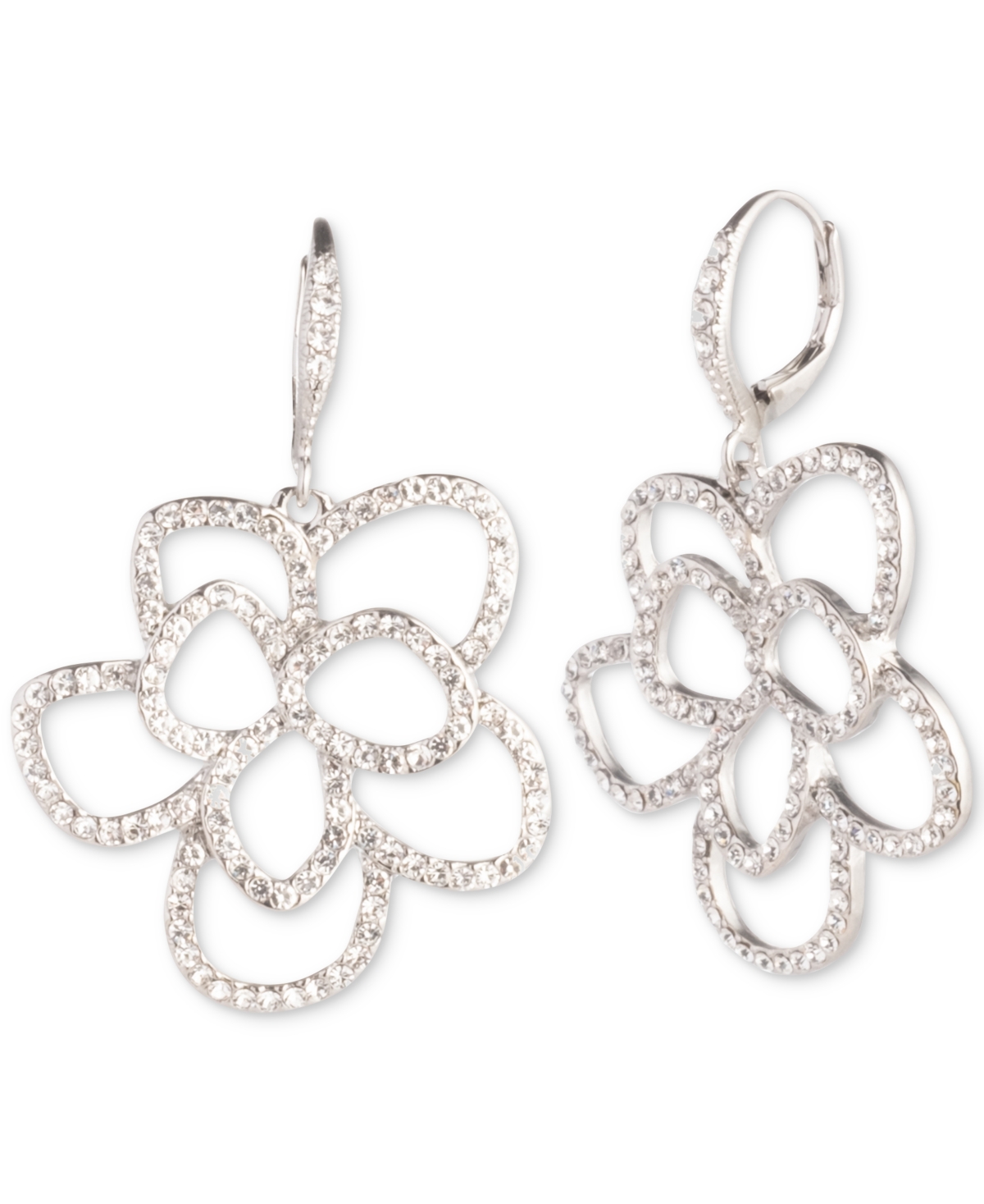 Shop Givenchy Silver-tone Crystal Open Floral Drop Earrings In White