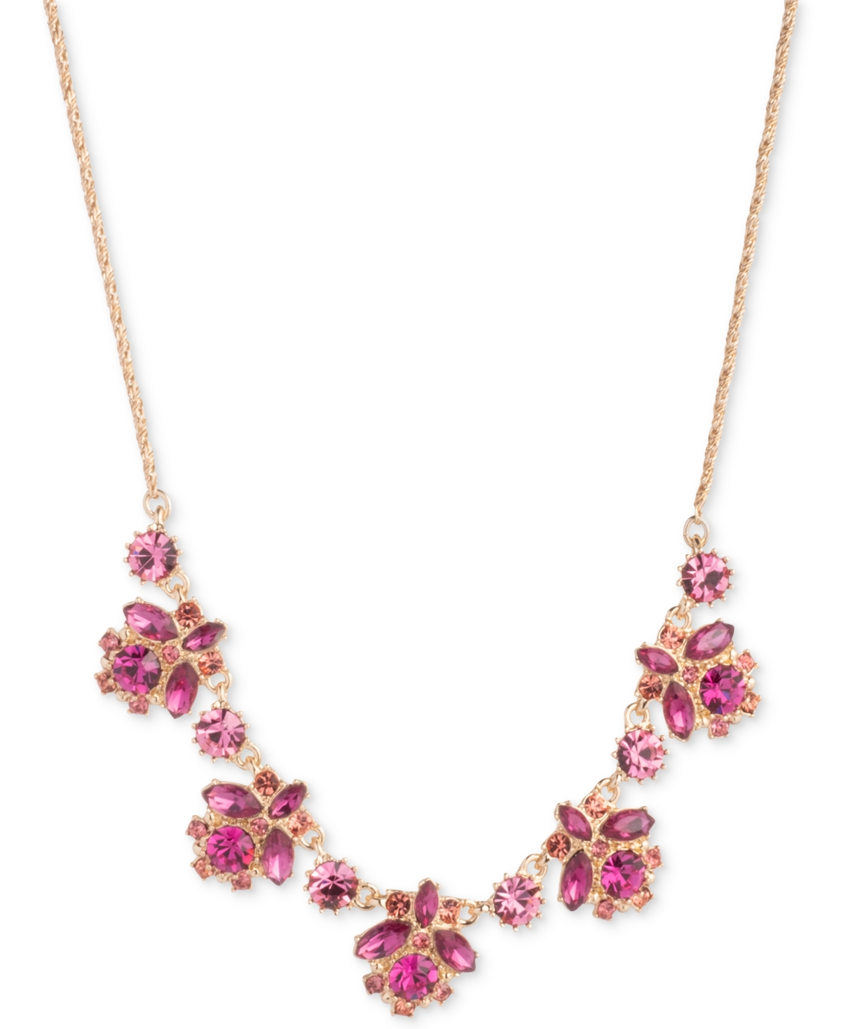 Shop Marchesa Gold-tone Crystal Frontal Necklace, 16" + 3" Extender In Pink