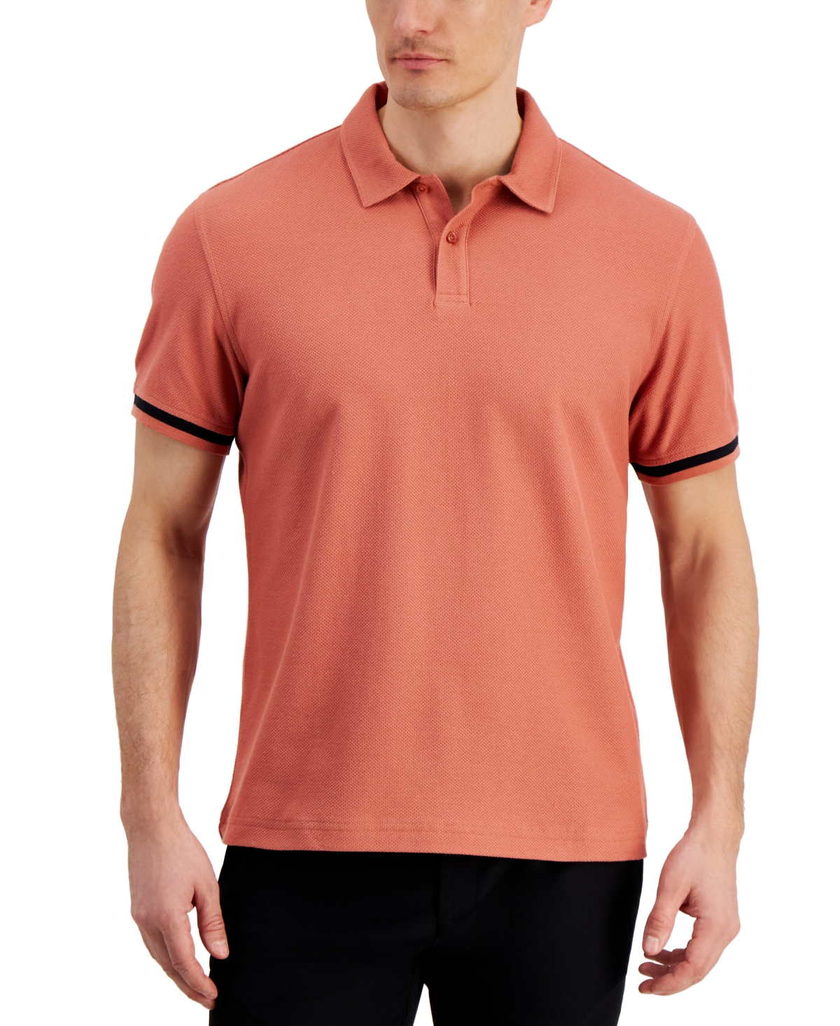 Shop Alfani Men's Regular-fit Tipped Polo Shirt, Created For Macy's In Terracotta Glaze