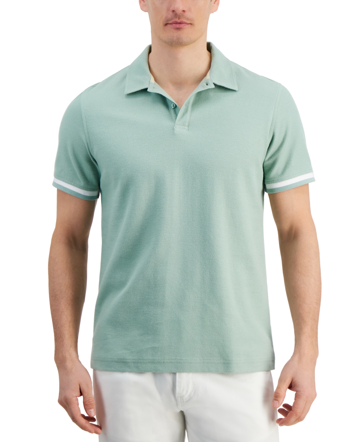 Shop Alfani Men's Regular-fit Tipped Polo Shirt, Created For Macy's In Green Pond