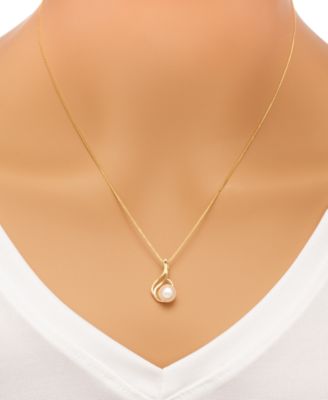 2-Pc. Set Cultured Freshwater Pearl 7mm) Swirl Pendant Necklace & Matching Stud Earrings Set in 18k Gold-Plated Sterling Silver