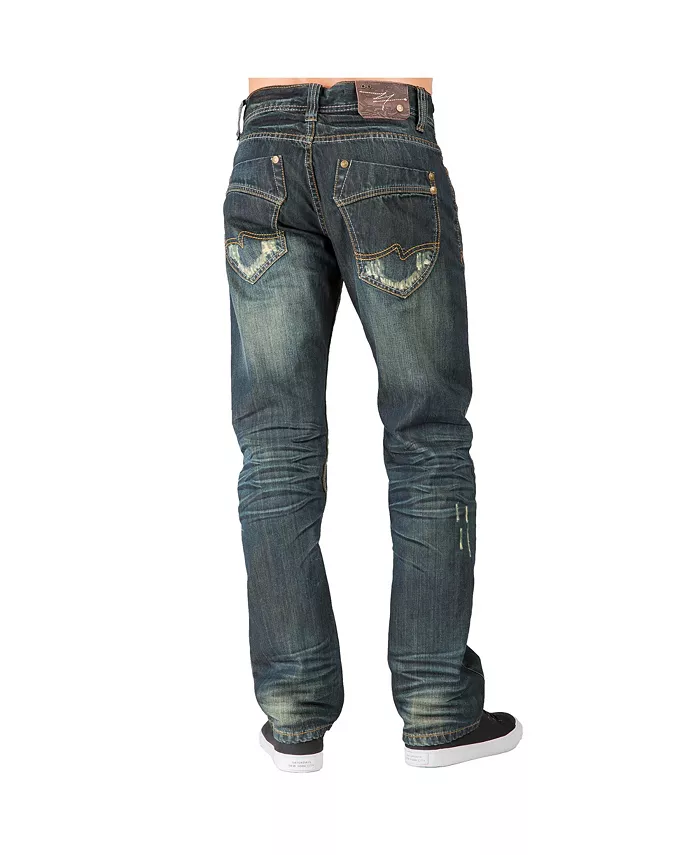 Men's Relaxed Straight Handcrafted Wash Premium Denim Signature Jeans - thumbnail 5