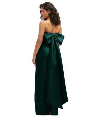 Women's Strapless Draped Bodice Column Dress with Oversized Bow