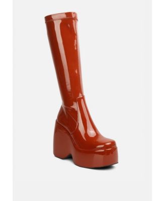 dirty dance patent high platform calf boots