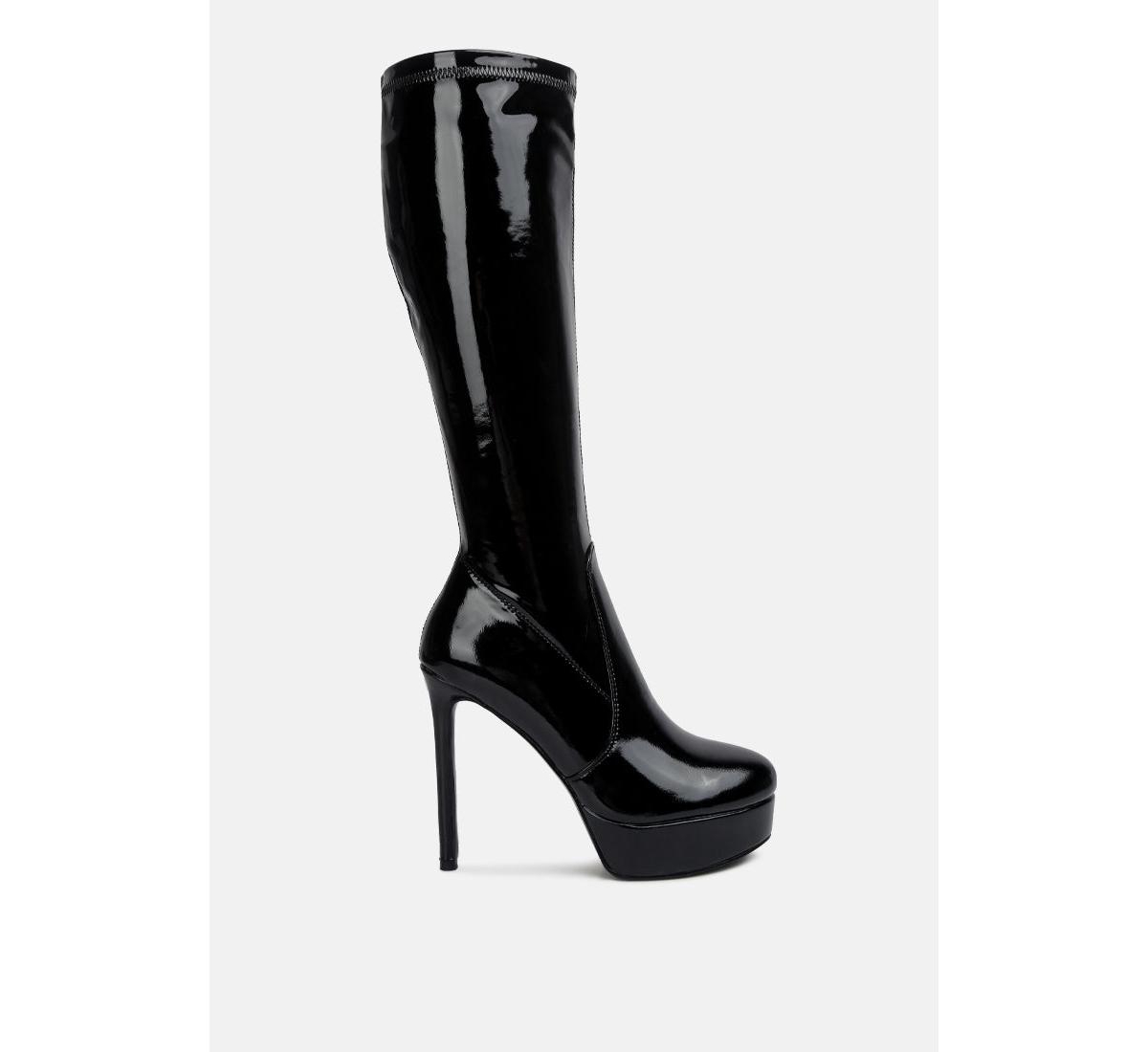 shawtie high heel stretch patent calf boots - Tan