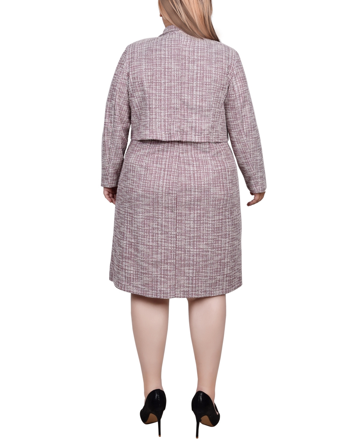 Ny Collection Plus Size Long Sleeve Jacket and Tweed Dress, 2 Piece Set