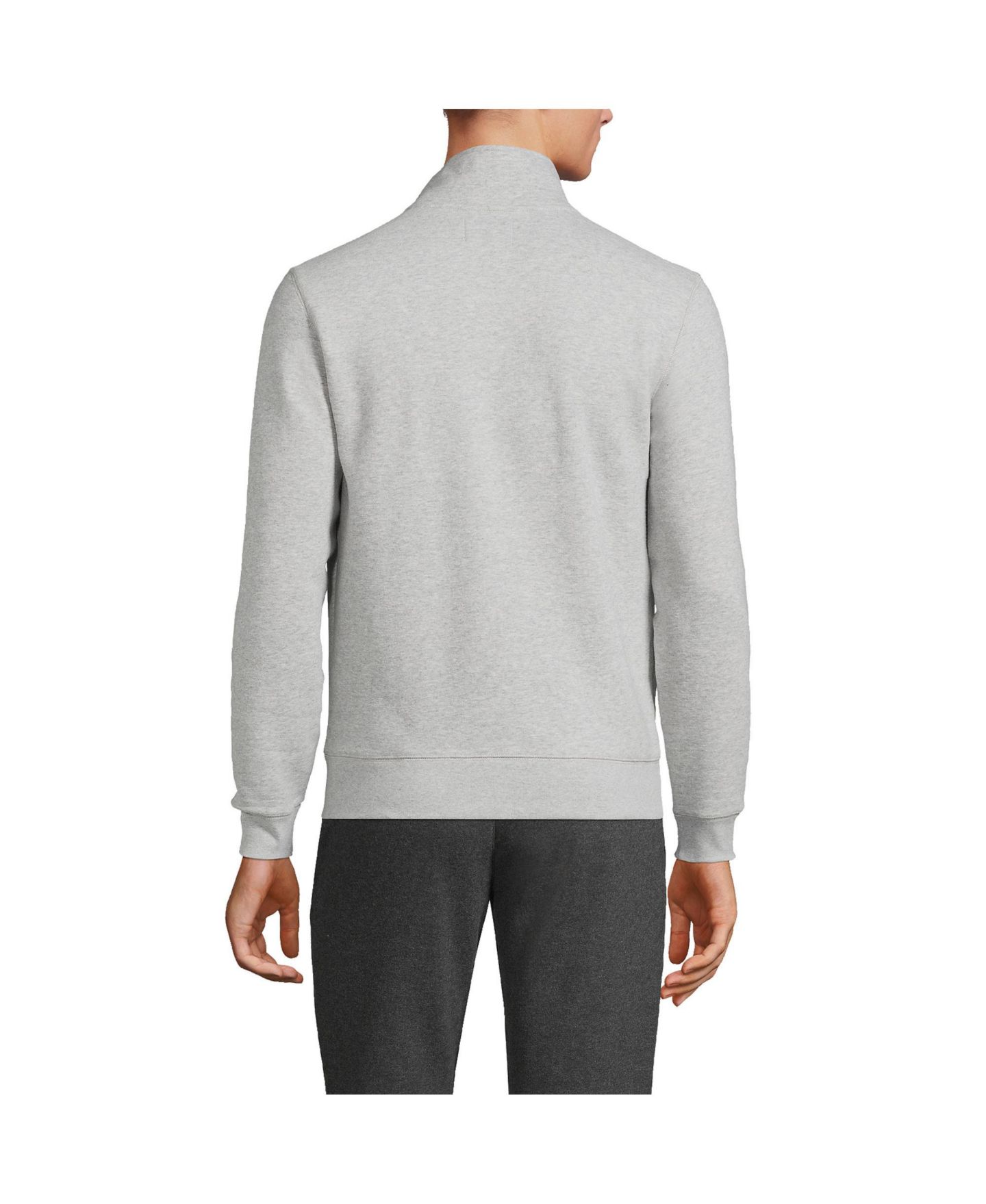 Мужская толстовка на молнии Lands' End Long Sleeve Serious Sweats Mock Full Zip, цвет: Серый меланжевый — фото 3