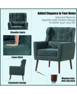 Streamdale Mid Century Modern Armchair in Blackish Green Chenille Fabric