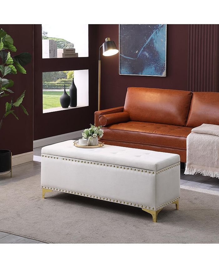 Simplie Fun Large Storage Benches Set, Nailhead Trim 2 In 1 Combination