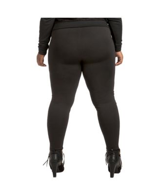 Women's Plus Size Curvy-Fit Lace Inset Pull-On Ponte Legging