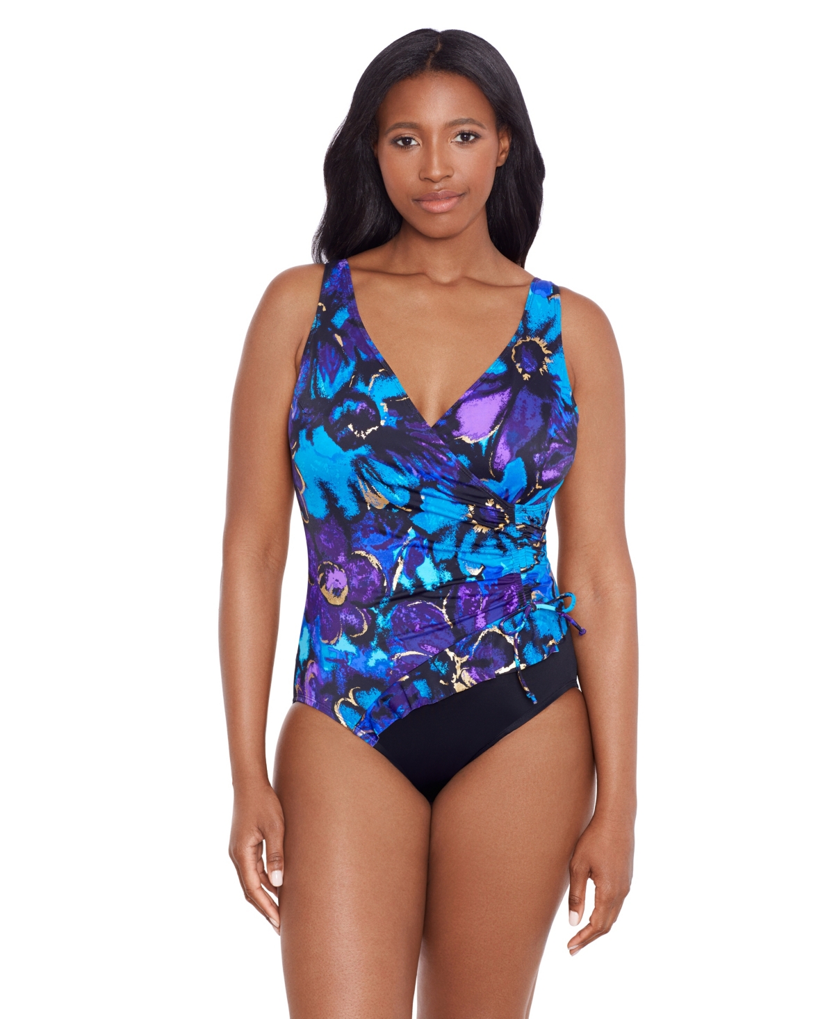 Women's Ruffle Surplice One-Piece Swimsuit - Jungle boogie