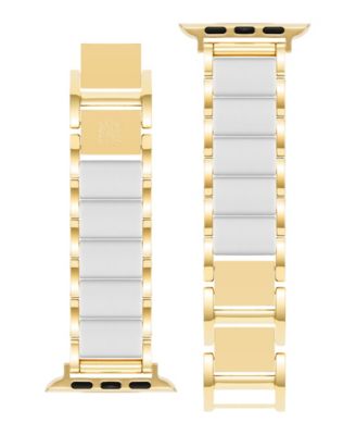 Women's Gold-Tone and White Silicone Bracelet designed for Apple Watch&reg; 42mm (Series 1-3 only) & 44/45/46/49mm (Ultra & Ultra 2)