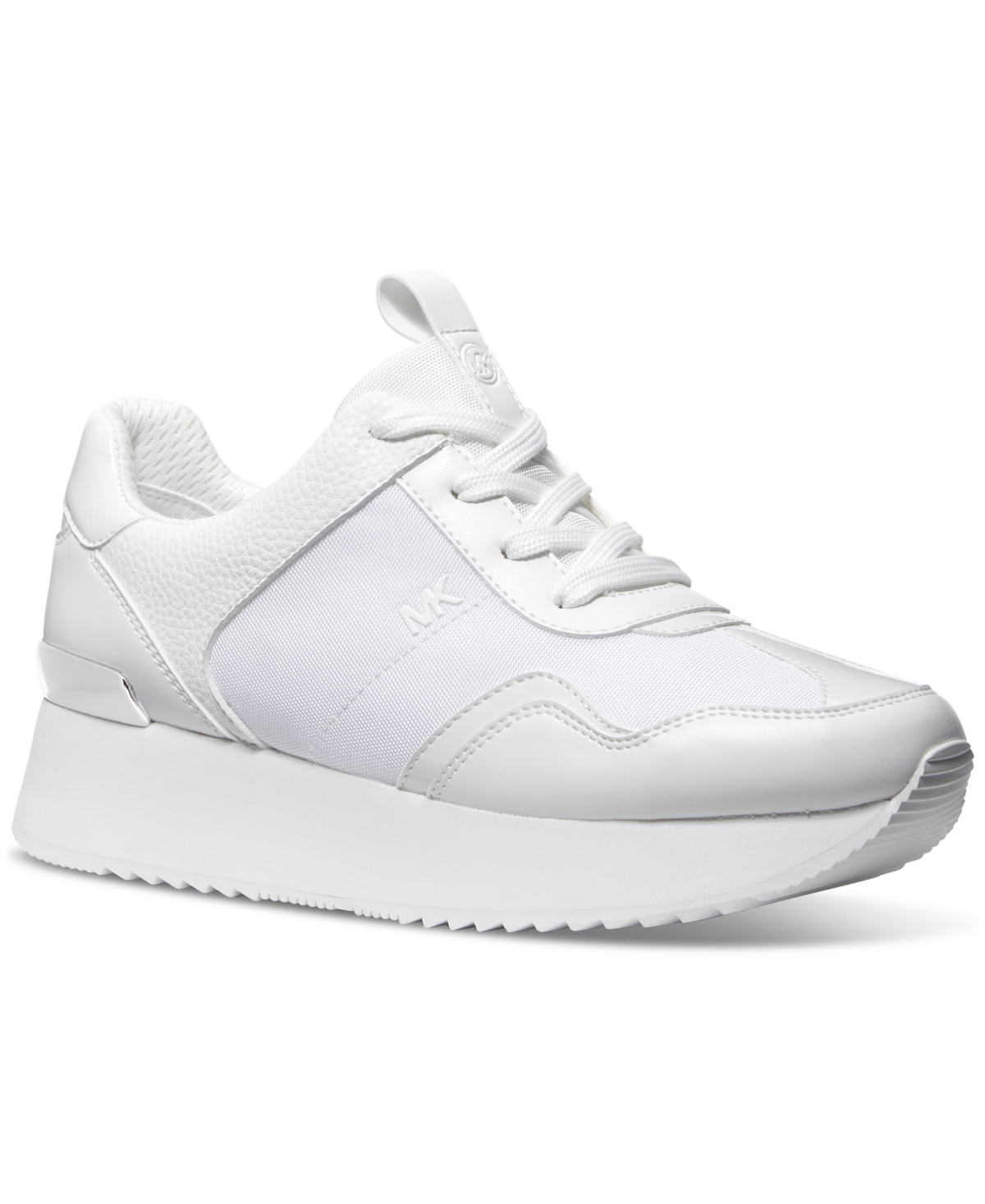 Shop Michael Kors Michael  Women's Raina Lace-up Trainer Running Sneakers In Optic White