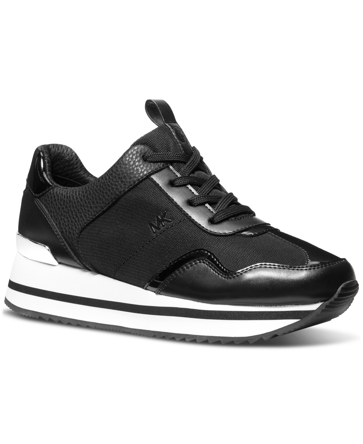 Shop Michael Kors Michael  Women's Raina Lace-up Trainer Running Sneakers In Black