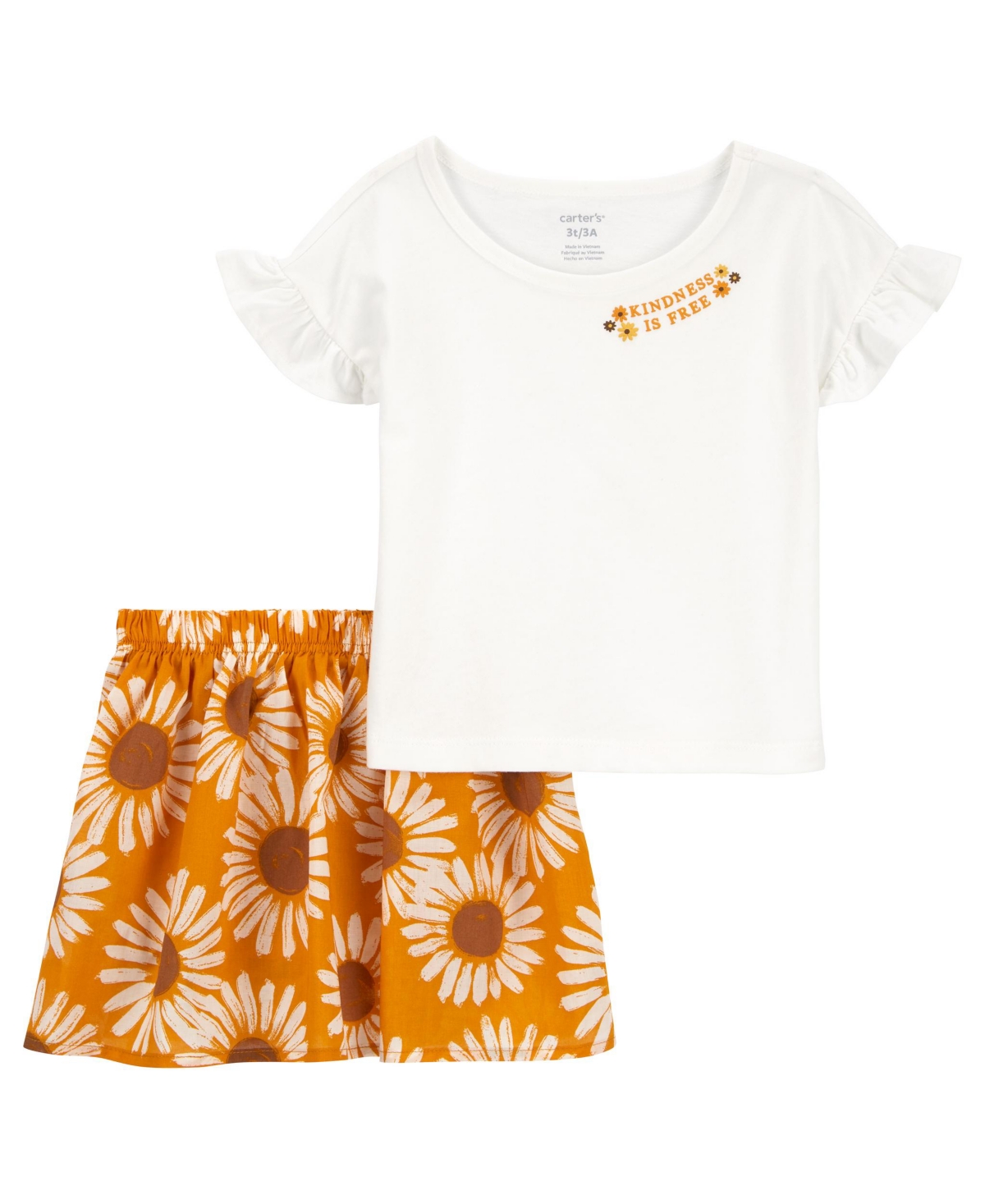 Carter's Babies' Toddler Girls Floral T-shirt And Skort, 2 Piece Set In Yellow