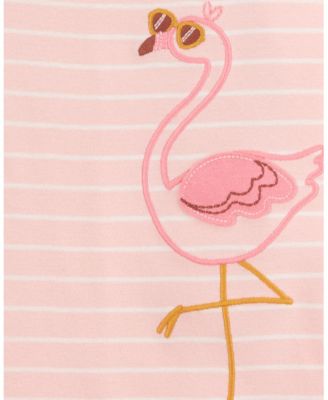 Toddler Girls Flamingo Print Pajama Set, 4 Piece Set