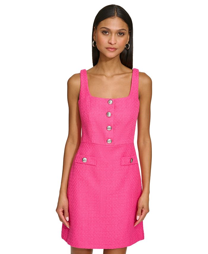 Robe Tweed Sans Manches Karl Lagerfeld Bleu Royal à Carreaux - Taille 10, Neuve Avec étiquettes