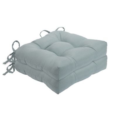 Country Living Plush Solid Colored Country Farmhouse Reversible Chair Cushions/Pads With Tear Proof Ties - Linen - 4 Piece