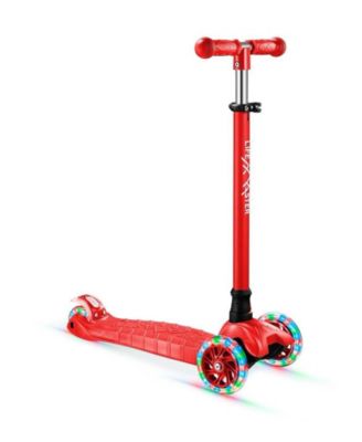 Mini 3-Wheel Kids Scooter with LED light-up wheels, 4-height adjustable handlebar, anti-slip deck & safety brake, for ages 2+, teal