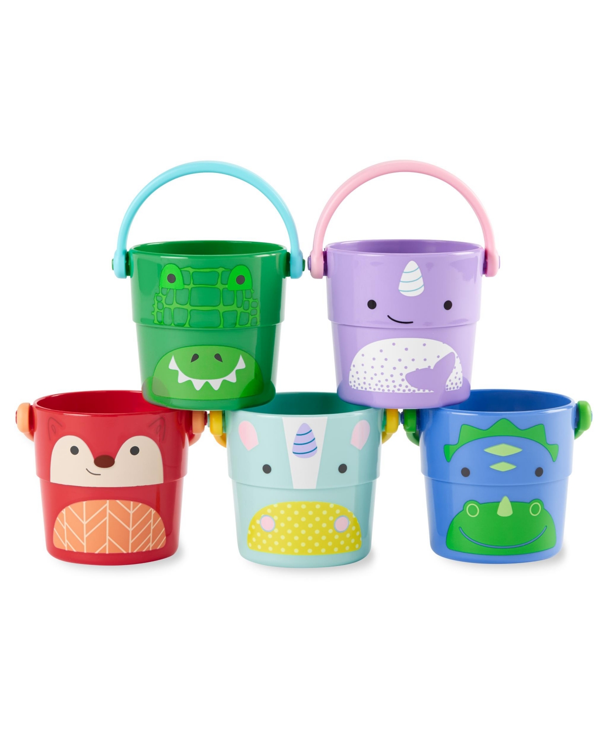 Skip Hop Zoo Stack And Pour Buckets Baby Boys Or Baby Girls Bath Toy In Multi