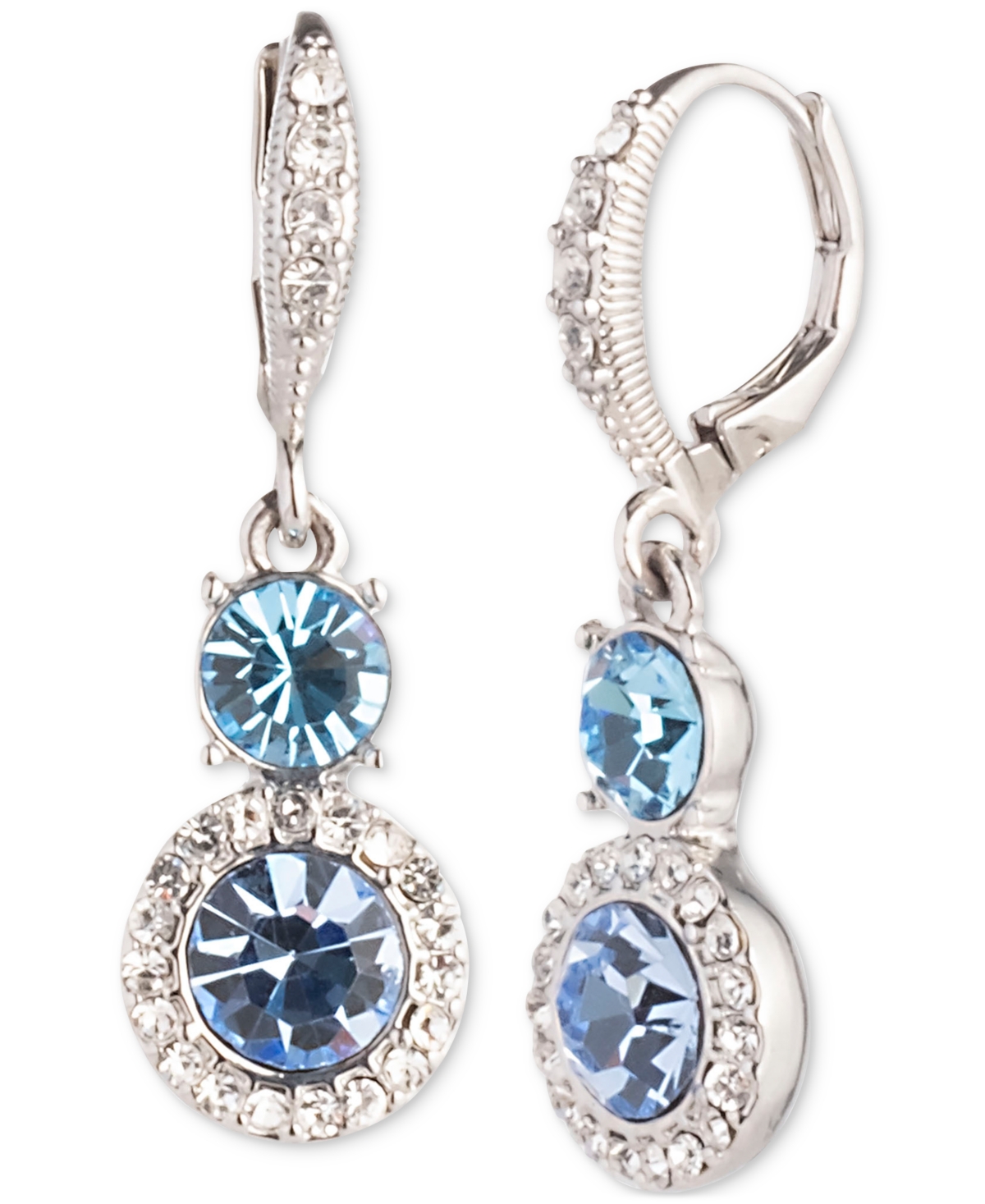 Shop Givenchy Round Crystal Drop Earrings In Navy