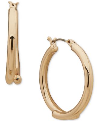 Anne Klein - Gold-Tone Bypass Round Hoop Earrings, 1"