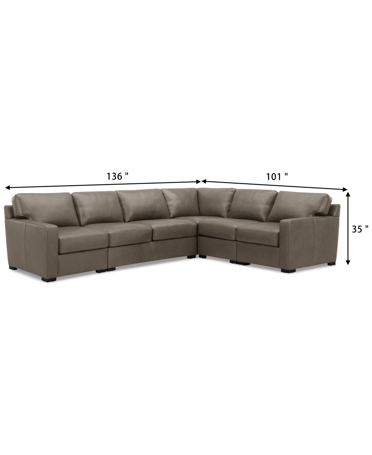Radley 5-Pc. Leather Square Corner L Shape Modular Sectional