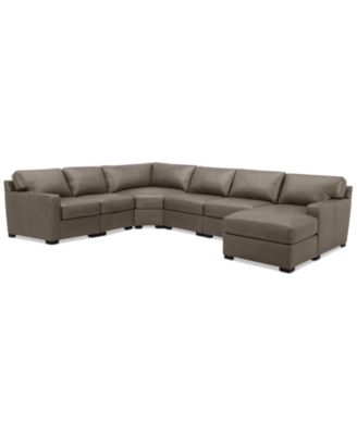 Radley 141" 6-Pc. Leather Wedge Modular Chaise Sectional