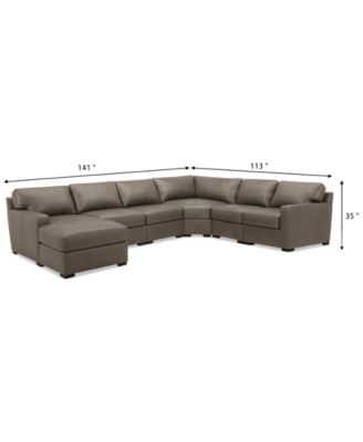 Radley 141" 6-Pc. Leather Wedge Modular Chaise Sectional