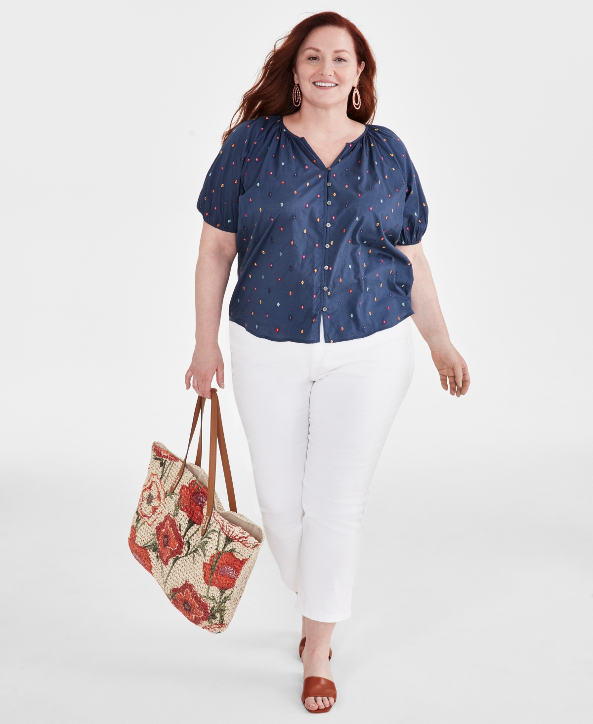 Style & Co Plus Size Embroidered Blouse, Created for Macy's