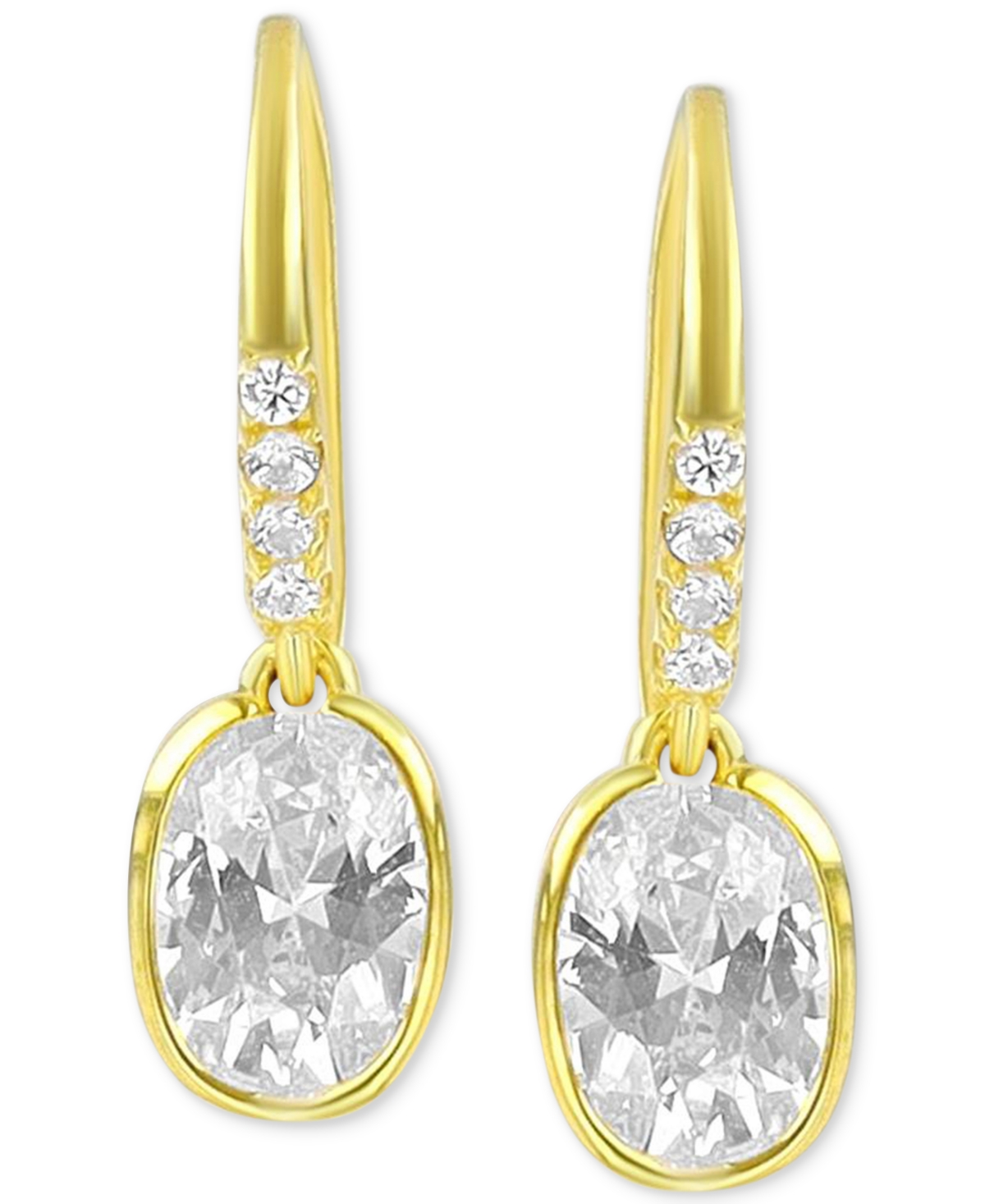 Cubic Zirconia Drop Earrings in 14k Gold-Plated Sterling Silver - Gold